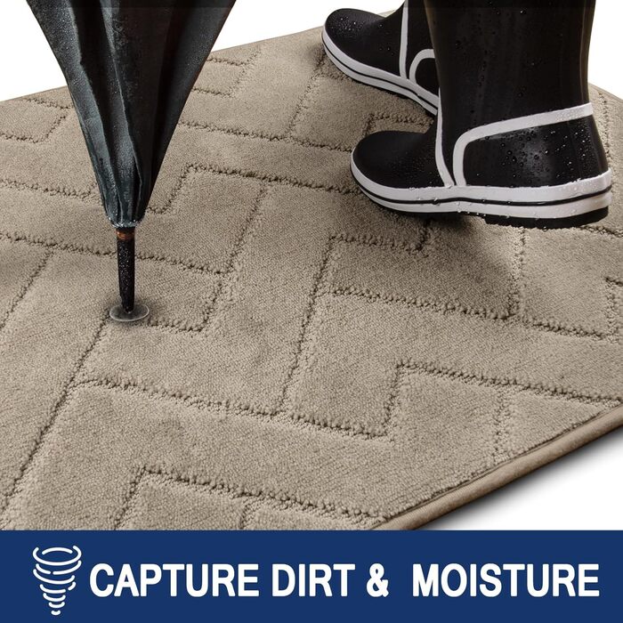 Килимок для внутрішнє використання, що вловлює бруд, 86 x 150 см, нековзний килимок для дверей, що миється, абсорбуючий вхідний килимок, килимок для собак, вхід, передні двері та коридор 86 x 150 см (прямокутний) темно-бежевий