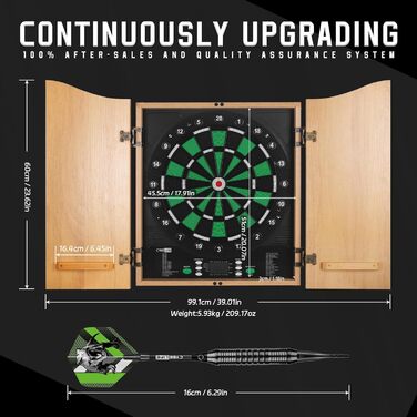 Електронна мішень для дартсу CyeeLife з дерев&39яним корпусом, електронний автомат для дартсу, мішень для дартсу з 34 іграми та 355 варіаціями, режим для 8 гравців, світлодіодний дисплей, німецький голос, стандартний колір