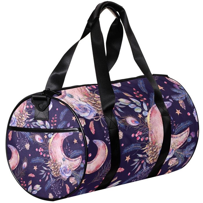 Спортивна сумка, маленька дорожня сумка, сумка для шопінгу та йоги, вінтажний дизайн з місяцем, трояндами та квітами, сумка для фітнесу на відкритому повітрі, ручна поклажа