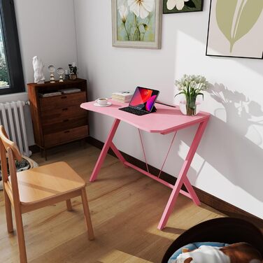 Невеликий ігровий стіл, вуглецеве волокно, комп&39ютерний стіл, ігровий стіл, офіс, дім, кабінет, офіс, робоча станція, ігровий ПК-стіл, сталеві ніжки, кутовий стіл, рожевий, 90 см