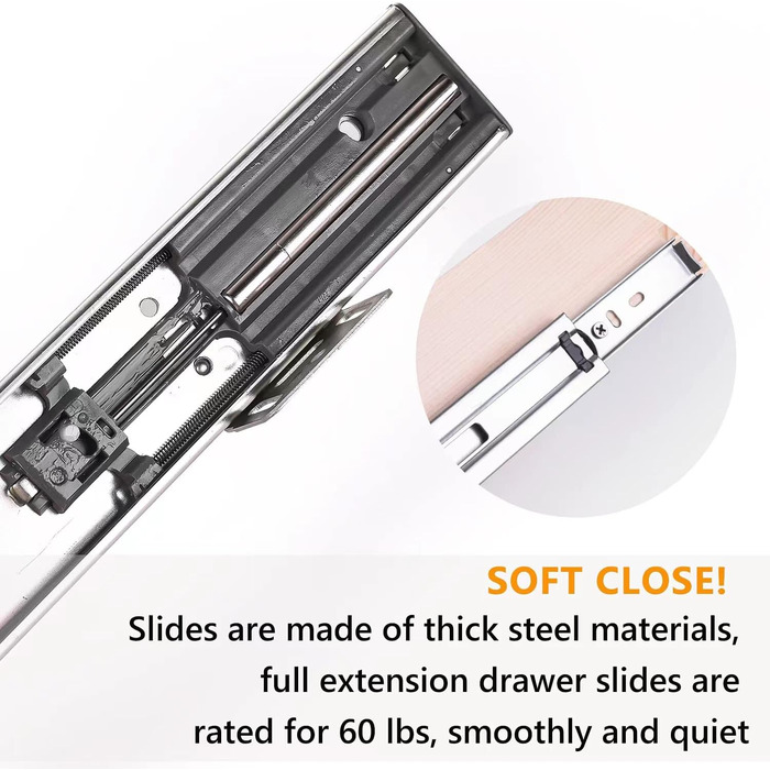 Висувні шухляди для шаф, 58,9 см Ш х 53,3 см Д, м'яке закриття, висувні, дерев'яні, органайзер для зберігання, для кухні, вимагає