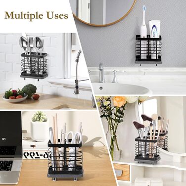 Настінний тримач зубної щітки Shinowa для ванної кімнати, тримач зубної пасти для електричної зубної щітки з нержавіючої сталі з лотком для швидкого висихання, 2 клейовими прорізами та настільним приладдям для ванної кімнати Органайзер для душу