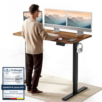 Електричне регулювання висоти письмового столу 120x60 та 160x80 см - безшумний подвійний двигун, захист від зіткнень, функція пам&39яті, система керування кабелями в комплекті 120 x 60 Чорний Дуб