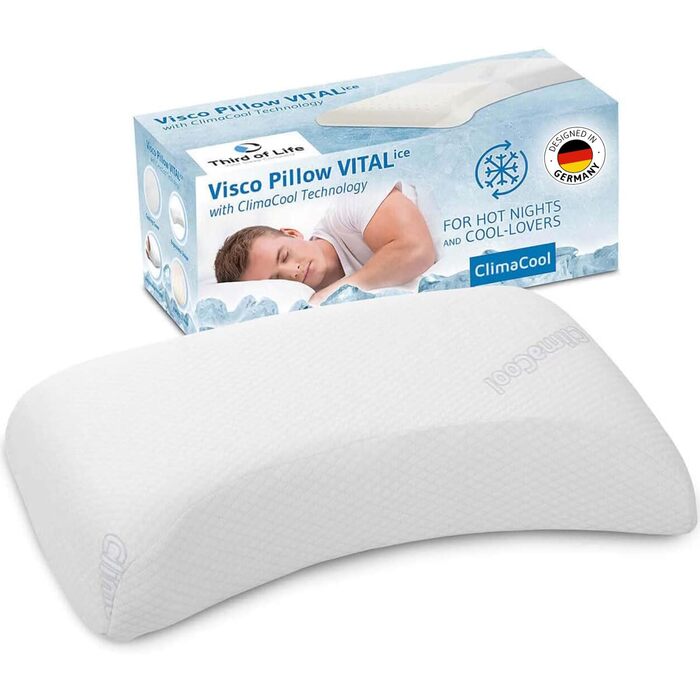 Охолоджувальна подушка VITALice Регульована по висоті подушка для шиї з піни з ефектом пам&39яті з чохлом ClimaCool Класна ергономічна подушка для сну на боці, дихаюча, ергономічна, 56x36x9,5/11,5 см