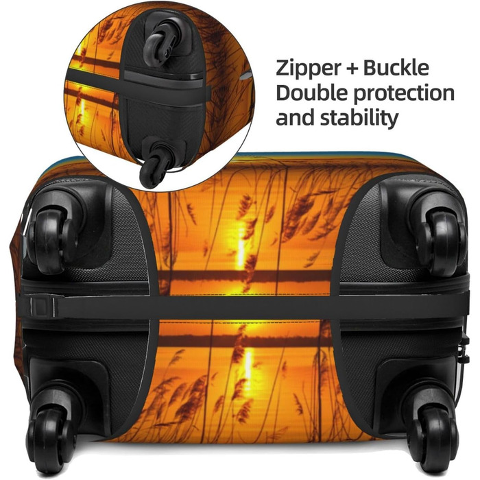 Чохол для валізи Прибережна тростина з принтом, еластичний захист від подряпин та пилу, чорний, розмір 95