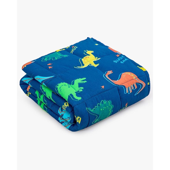 Спальний мішок Sivio з обтяженою ковдрою (1,3 кг) та знімною подушкою, спальний мішок, синій дизайн з динозаврами, 130 x 50 см