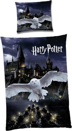 Двосторонній комплект постільної білизни Familando Гаррі Поттер 135x200 80 x 80 см - дитяча постільна білизна з 100 бавовни - сова