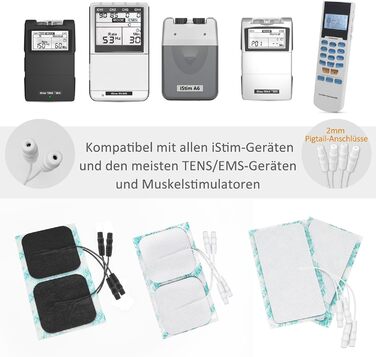 Х 5 см Самоклеючі електроди TENS Unit для блоків TENS з роз'ємом 2 мм - Електродні подушечки для лікування болю, росту м'язів (5 х 5 см - 48 шт. - білі), 5 шт., 5