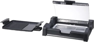 Електричний гриль Rosenstein & Shne Настільний гриль зі скляною кришкою, пластина для гриля з керамічним покриттям, 1 650 Вт (елек