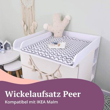 Пеленальний матрацик сумісний з комодами IKEA Malm тощо. 80x78x10 см Пеленальний матрацик з перегородкою з білого дерева МДФ Пелен