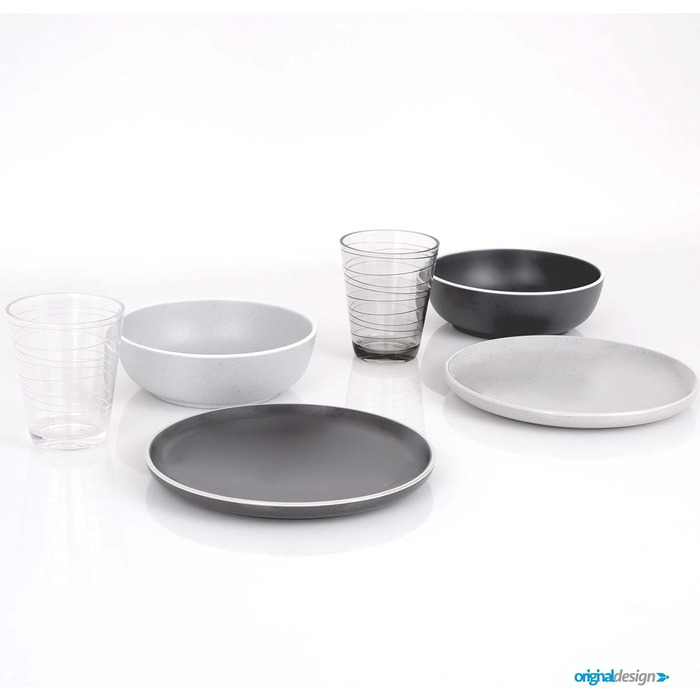 Набір меламінового посуду для кемпінгу 12 предметів - Тарілки та миски для 2-4 осіб DOLOMIT Midday - Штабелюється, стійкий до подряпин Midday, 12 предметів