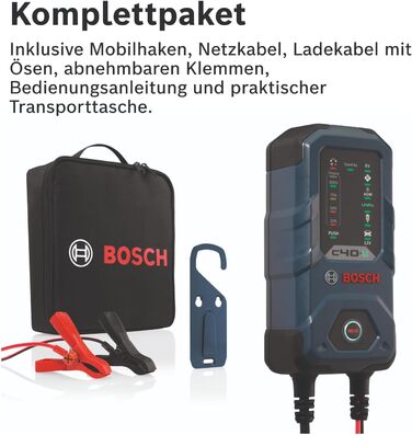 Зарядний пристрій Bosch C40-Li, 5 А, з функцією крапельного заряду - Автомобільний зарядний пристрій для свинцево-кислотних, AGM,