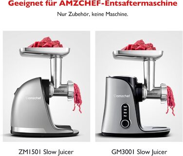Аксесуари для м'ясорубки AMZCHEF для повільної соковижималки ZM1501 & GM3001 - ZM1501 Аксесуари - GM3001 Аксесуари - Без машини, в комплекті лише аксесуари - 3 леза, 4 ріжучі диски, 3 куточки для начинки ковбаси