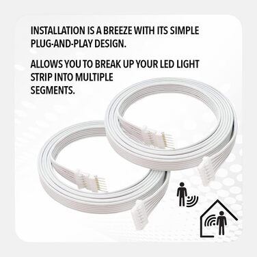 СВІТЛОВІ РІШЕННЯ 15-сантиметровий подовжувач для освітлення Philips Hue Lightstrip V4 - Світлодіодна стрічка Світлодіодна стрічка Світлодіодне освітлення - подовжувач Живлення подовжувача - білий (5 шт. ) (1 метр (2 шт. ))