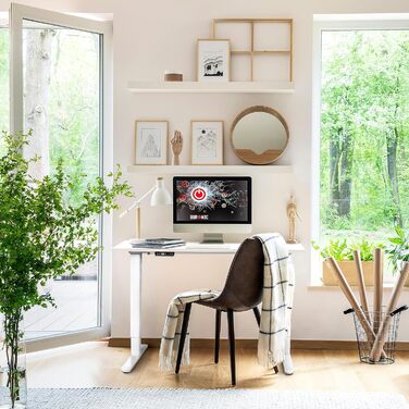 Стіл Duronic TM51 WE з регульованою висотою - електрична рама столу білого кольору для геймерів та офісу