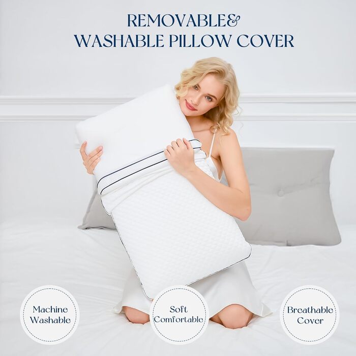 Подушка з гелевої піни з ефектом пам&39яті, ергономічна подушка зі знімним чохлом, ортопедична подушка для сну на боці, подушка для зняття болю в шиї, 70 * 40 * 13 см