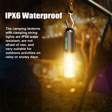 Ліхтар для кемпінгу з підсвічуванням, акумуляторний ліхтарик 4-в-1, 1000 люмен, IPX6