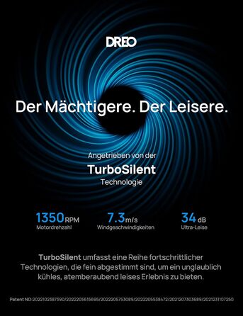 Розумний безшумний баштовий вентилятор Dreo 25 дБ з охолодженням, 106 см вентилятор з WiFi Alexa, коливальний вентилятор 90, пульт