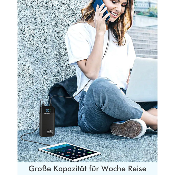 Зовнішній акумулятор для мобільного телефону PD20W Power Bank зі швидкою зарядкою USB C зі світлодіодним дисплеєм 3 виходи та 2 вх