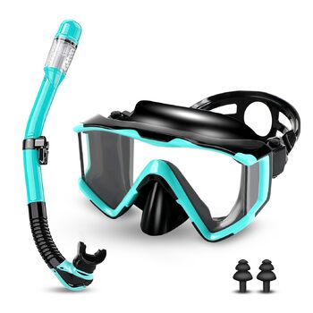 Набір для дорослого підводного плавання, маска для дайвінгу для дорослих із сухим підводним плаванням, водонепроникна маска для дайвінгу, захист від запотівання, захист від протікання, із загартованою скляною лінзою, набори для підводного плавання та дайв