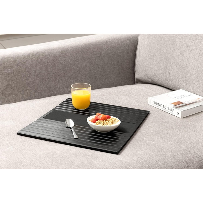 Піднос для дивана - Бамбуковий піднос для підлокітника, Підлокітник для дивана-батлера для організації, диванний батлер, Столик-піднос для підлокітників, переливчасті кольори підносів для дивана з органайзером чорний