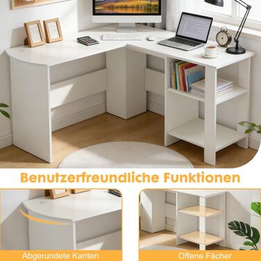 Комп&39ютерний стіл Офісний стіл з тримачем для навушників та сумкою для зберігання Невеликий стіл для навчання Дерев&39яний ПК стіл Офісний стіл для домашнього офісу 51 дюймів білого кольору