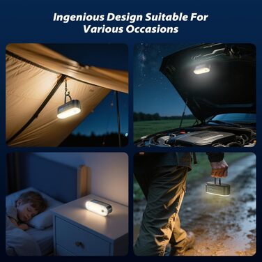 Ліхтарі для кемпінгу з датчиком руху, акумуляторний кемпінговий ліхтар, портативні підвісні ліхтарі для наметів, водонепроникний аварійний ліхтар IPX5 для використання на вулиці, режим SOS, магнітний робочий ліхтар, 2 шт.