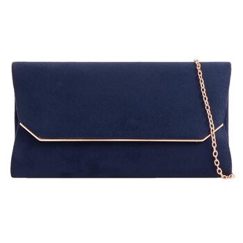 Сумка з замші, однотонна, для весілля, балу, вечірки, середнього розміру, темно-синя