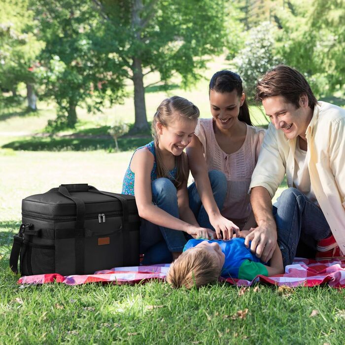 Сумка-холодильник Lifewit 30 л 50 банок, складна сумка для пікніка для їжі та напоїв, портативна сумка-холодильник для чоловіків, жінок, ізольована термосумка для роботи, пікніків, кемпінгу, чорна 30 л чорного кольору