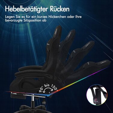 Геймерське масажне крісло ALFORDSON, комп&39ютерне офісне крісло з підставкою для ніг, 2-точкове масажне крісло, вантажопідйомність 180 кг, регульована спинка 90-150, ергономічне комп&39ютерне крісло, поворот на 360, лляна тканина, чорний лляний - темно-ч