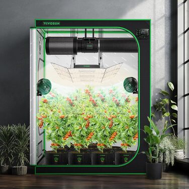 Світлонепроникний намет для гідропоніки з відбиваючим Mylar, вікном огляду, піддоном та міцною рамою. Ідеально підходить для вирощування рослин у приміщенні (модель S558, сумісна з VSF6450), 150x150x200