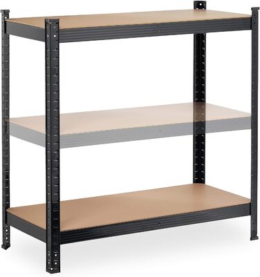 Міцний стелаж Relaxdays 2 шт., вантажопідйомність 875 кг, 5 полиць МДФ, вставний, для підвалу, для гаража, сталь, розміри В/Ш 180 x 90 x 40 см, чорний