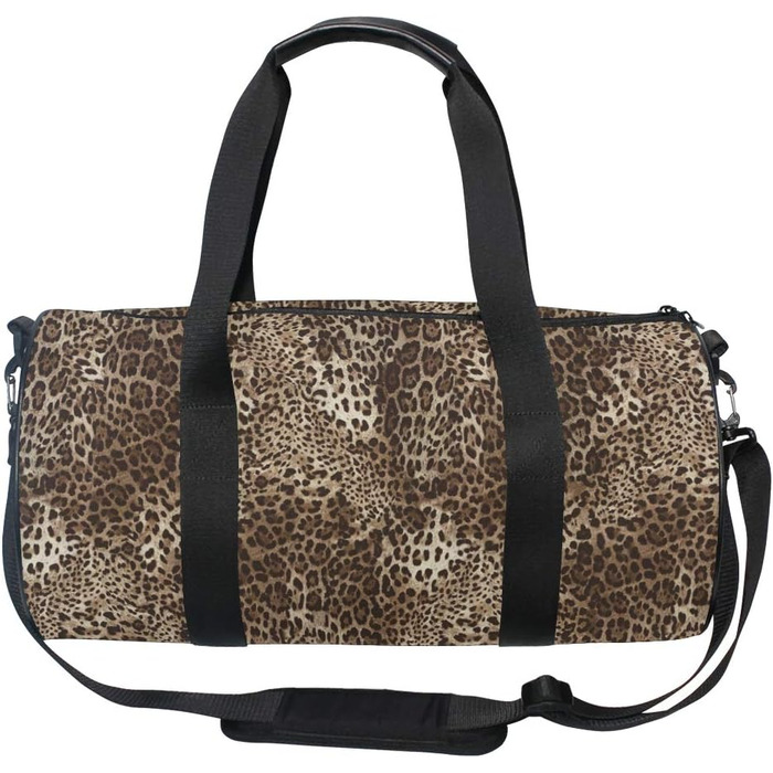 Спортивна сумка з леопардовим принтом, коричнева, з міцної тканини, дорожня сумка, для подорожей на вихідні, чоловіча та жіноча, для спорту та на нічліг