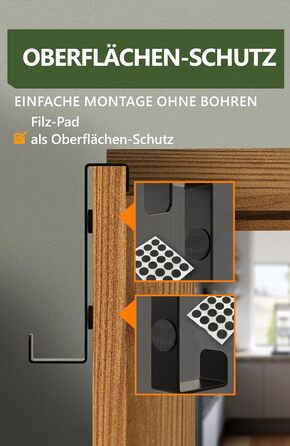 Дверні гачки 4smile - набір з 10 шт. , чорні - дверні гачки з нержавіючої сталі для підвішування, універсального використання, две