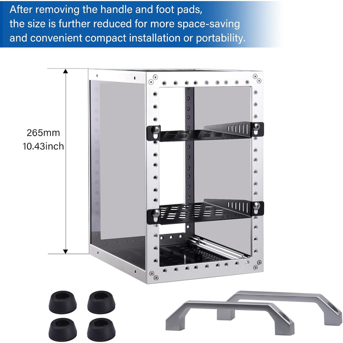 Міні-серверна шафа GeeekPi DeskPi RackMate TT для міні-ПК, мережевих серверів, аудіо- та відеопристроїв, сріблястого кольору