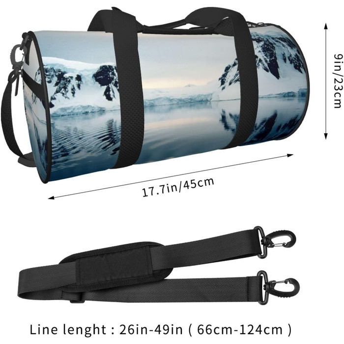 Спортивна сумка, дорожня сумка, принт Антарктичний півострів, чорна, універсальний розмір, сумка на ніч