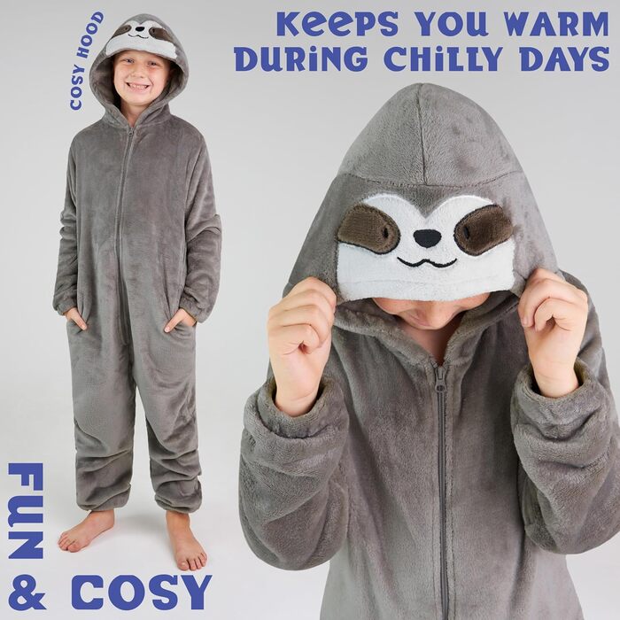 Кігурумі CityComfort Лінивець, пухнастий фліс, сірий 9–10 років