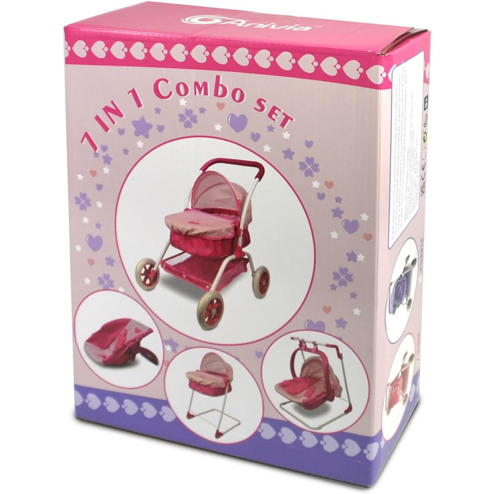 Коляска для ляльок ANIVIA, лялькова коляска, коляска 8 в 1, лялькова коляска та коляска, іграшка, подарунок для дітей, підходить д