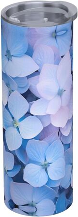 Кухоль з прямою трубочкою, принт гортензії, дорожній кухоль, підходить для кемпінгу, офісу та дому, 590 мл