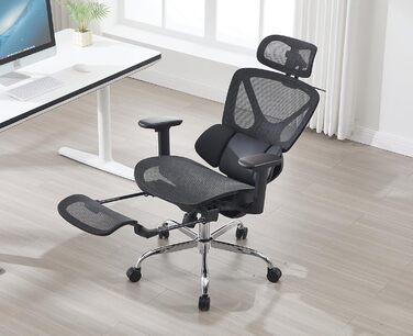 Ергономічне офісне крісло, стілець для роботи з функцією гойдання, регульована висота, виготовлений з сітчастої тканини, обертове крісло для навчання, офісу, домашнього офісу, чорний колір