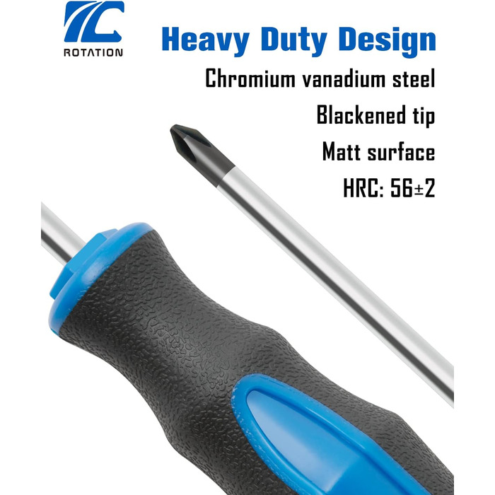 Набір викруток ROTATION 6 предметів з магнітними наконечниками 3 хрестові та 3 плоскі викрутки, професійна ручка-подушка 6-частинний набір ручного інструменту, синій