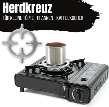 Туристична плита TruWare для газових балонів - Потужна, портативна та надійна газова плита з картриджами та хрестовиною для плити - Ідеально підходить для приготування їжі на свіжому повітрі та щоденного використання. Газова плита 4 картриджі