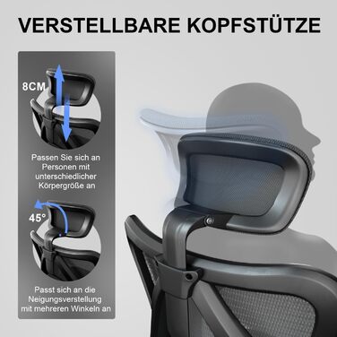 Ергономічне офісне крісло SIHOO ПЕРЕМОЖЕЦЬ ТЕСТУ Офісне крісло, обертове крісло з регульованою поперековою опорою, підголівником та підлокітниками, регулюванням висоти та функцією гойдання, вантажопідйомність до 150 кг/330 фунтів Чорний колір M18-Upgrade 