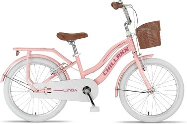 Дитячий міський велосипед Chillaxx Bike Linda Premium 20 дюймів - Велосипед для дівчаток, хлопчиків, голландський велосипед, міський велосипед, дитячий велосипед, підходить для 6, 7, 8, 9, 10, 11 років, рожевий