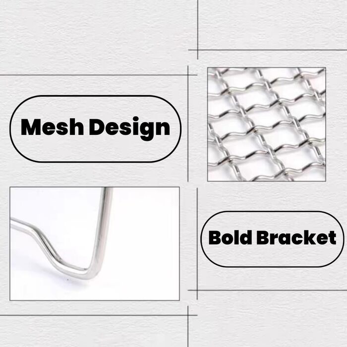 Складана підставка для гриля Wakects для барбекю, міні-підставка для гриля з нержавіючої сталі для багаття, портативна підставка для кемпінгового горщика, сітчастий дизайн із сумкою для зберігання для пікніків