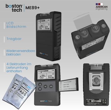 Цифровий електростимулятор м'язів Boston Tech ME-89Plus. 2-х канальний TENS EMS. 7 програмованих режимів. Містить 4 електроди. Швидке та ефективне полегшення болю. Захист від падіння