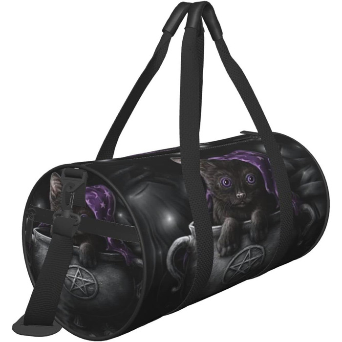 Дорожня сумка Wicca, чорна, з принтом кота, для жінок та чоловіків. Ідеальна для подорожей та на ніч, в стилі Вікка та язичництва.