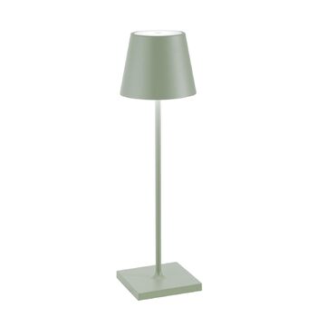 Лампа Zafferano Poldina Pro, бездротова, акумуляторна настільна лампа з сенсорним керуванням, підходить для використання на вулиці, димер, 2200-3000 K, висота 38 см, колір шавлії, лампа шавлії із зарядним пристроєм