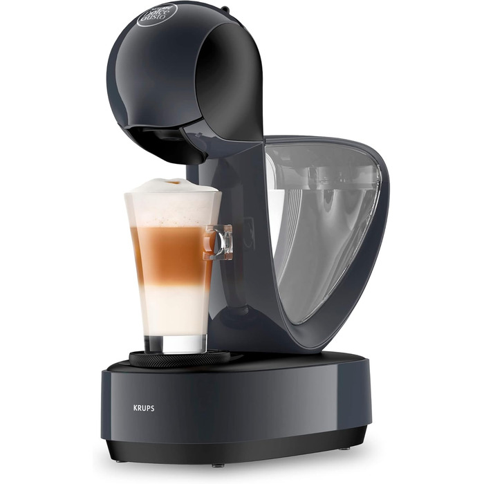 Кавова капсульна машина Krups KP173B Nescaf Dolce Gusto InfinissimaГарячі та холодні напоїТиск насоса 15 барРучне дозування водиРезервуар для води 1,2 лАвтоматичне вимкнення1500 Вт 30,5x18x40 см, космічний сірий космічний сингл