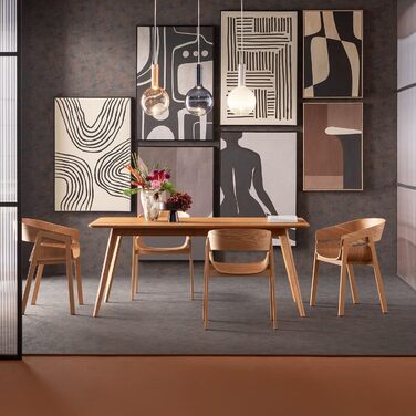 Стіл Kare Design Memo, коричневий, на 6-8 місць, сертифікований FSC, скандинавський дизайн, висока якість, поза часом, обідній стіл, вітальня, масив дуба, 75x200x90 см (ВxШxГ)